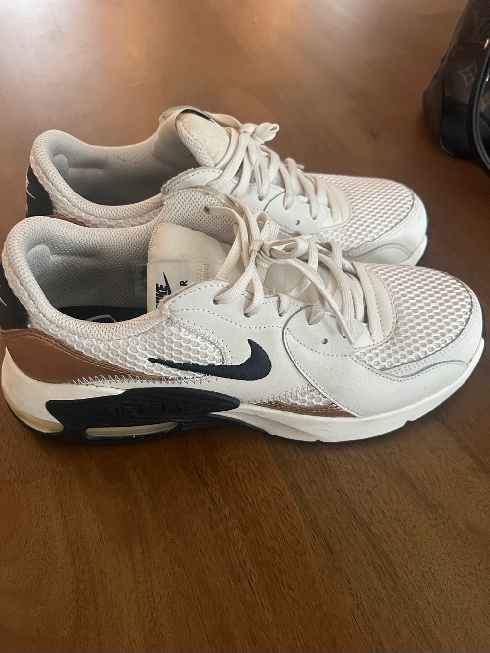 Nike Air Max Sneakers - white black and gold